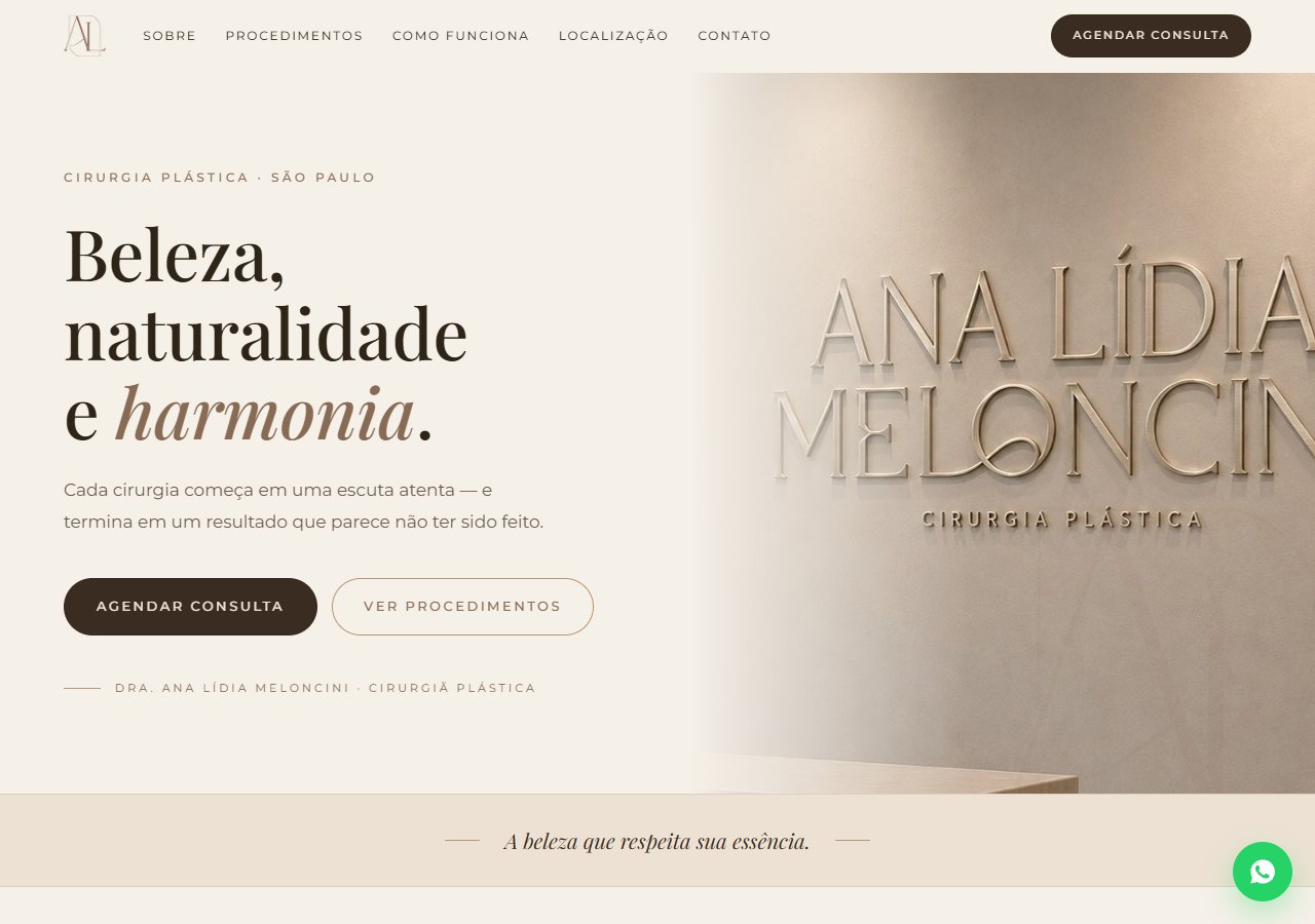 Site da Dra. Ana Lídia Meloncini, criado pela cPod