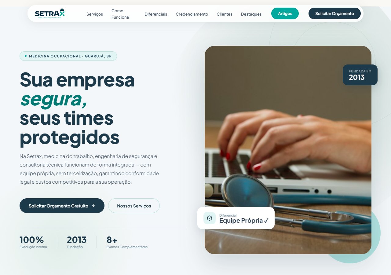 Site da Setrax, criado pela cPod